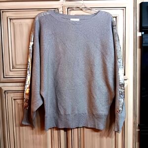 Apricot Grey‎ Gray Sequinned Sleeves Top! Size 8